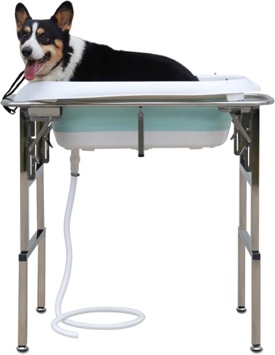 Dog Bathtub and Elevated Collapsible Portable Wash Station for Small and Medium Dogs Cats Pets Bathing Shower Grooming, Indoor and Outdoor (Medium) - Lot 2825