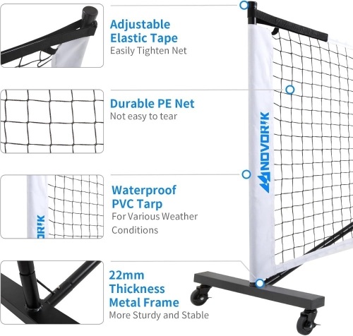 NOVORIK Portable Pickleball Net with Wheels - Lot 2932