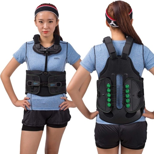 TLSO Thoracic Full Back Brace - Universal Treat Kyphosis, Compression Fractures, Osteoporosis, Upper Spine Injuries, and Pre or Post Surgery with Hard Lumbar Support for Men and Women (Size XXL)  - Lot 2948