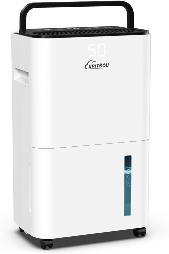 34 Pint Dehumidifier for Basement with Drain Hose & 0.66 Gallon Tank, BRITSOU Dehumidifiers for Home with Auto Shut off, 24HR Timer, Ideal for Home Bedroom Bathroom  - Lot 3100
