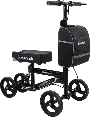 BlessReach Economy Knee Scooter, Steerable Knee Walker, Foldable Knee Scooters for Foot Injuries Adult Best Crutches Alternative Black - Lot 3103