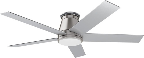 wurzee 52" Flush Mount Ceiling Fan Brushed Nickel Ceiling Fan 6 Speeds DC Reversible Motor, Timing, Dimmable, 5 Blades for Bedroom,Living, Dining Indoor Patio Porch Garage Shop  - Lot 3105