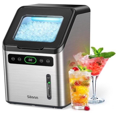 Silonn Nugget Ice Maker - Timer Ice Machine with Self-Cleaning, 44lbs per Day Pebble Ice Maker with Soft Chewable Ice, One-Click Operation Ice Machine for Home, Kitchen, Office  - Lot 3180
