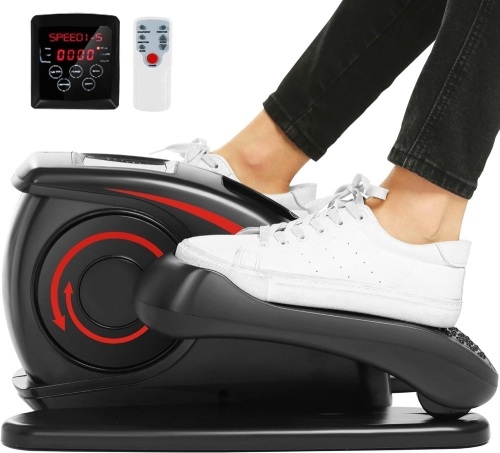 ANCHEER Under Desk Elliptical, Electric Ellipse Leg Exerciser While Sitting for Seniors Adults, Quiet Portable Motorized Seated Foot Pedal Exerciser with Remote Control for Home Office Use - Lot 2954
