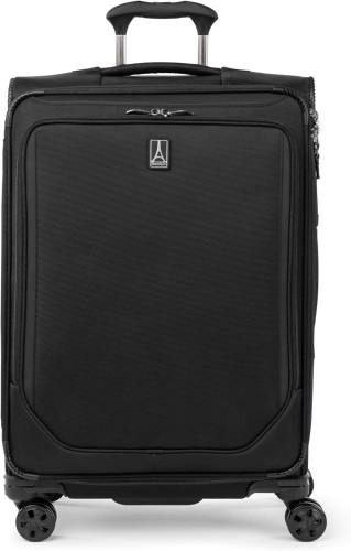 Travelpro Crew Classic Lightweight Softside Expandable Checked Luggage, 8 Wheel Spinner Suitcase, TSA Lock, Men and Women, Checked Medium 25-Inch, Black - Lot 2966