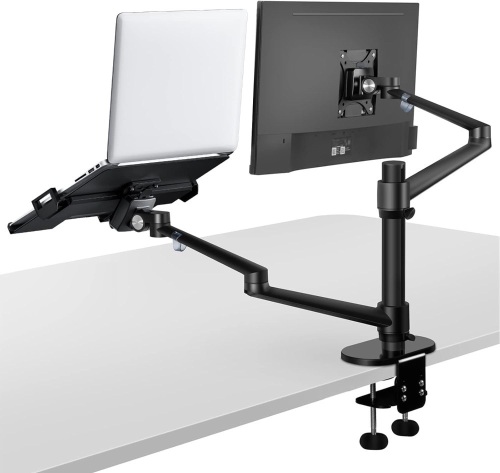 Viozon Monitor and Laptop Mount, 2-in-1 Adjustable Dual Arm Desk Mounts - Lot 2970