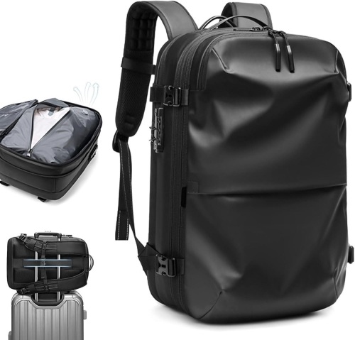 Vacpack Backpack, 60L Expandable Backpack with Vacuum Compression, Water Resistant, Anti Theft Vacpack Travel Vacuum Backpack (Black) - Lot 2986