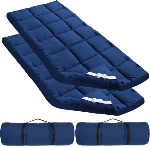Cot Mattress Topper (Improved Thickness), Quilted Cot Pads for Camping, Soft Comfortable Sleeping Cot Mattress Pad Only, Camping Mattress Pad 75"x30" for Camp Cot/Rv Bunk/Narrow Twin Beds, Navy - Lot 2987