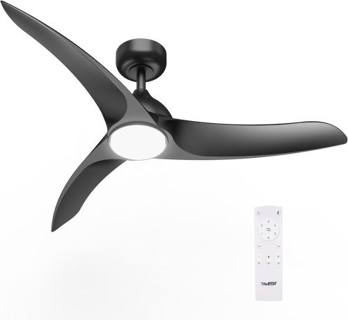 Ceiling Fans with Lights, 42 inch Low Profile Ceiling Fan with Light and Remote, Flush Mount, LED Dimmable, 6 Speeds, Quiet Reversible Motor, Modern Ceiling Fan with Light for Bedroom (Black) - Lot 2991