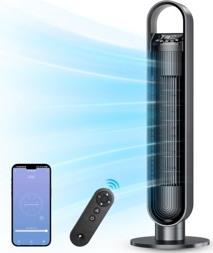 Tower Fan for Bedroom, 90° Oscillating Standing Bladeless Fan with Remote - Lot 2924