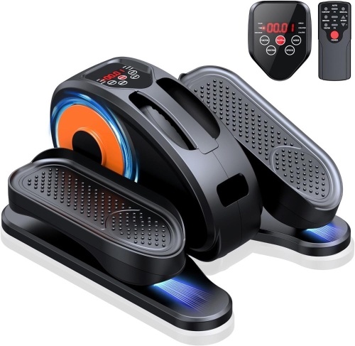 Under Desk Elliptical Machine, Ellipse Leg Exerciser for Seniors Fully Assembled, Quiet & Portable Electric Seated Pedal Exerciser with Remote Control & 12 Adjustable Speeds - Lot 3004