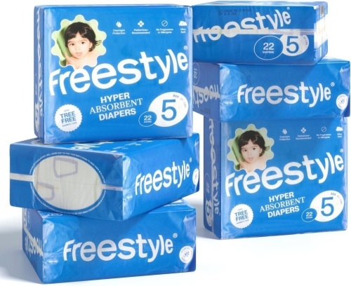 Freestyle Diaper – (Size 5) Hyper Absorbent & Non-Toxic – Disposable Diaper for Sensitive Skin – Ultra Soft Diapers (25+ lbs) – 132 Count - Lot 3006