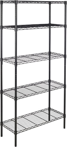 Amazon Basics 5-Shelf Adjustable, Heavy Duty Wide Storage Shelving Unit (350 lbs Loading Capacity per Shelf), Steel Organizer Wire Rack, 36" L x 14" W x 72" H, Black - Lot 3017