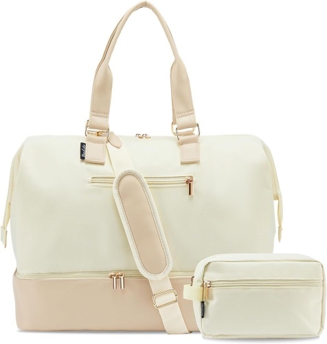 Weekender Bags for Women, Large Travel Duffel Bag with Shoes Compartment, Carry On Overnight Tote Bags with Toiletry Bags, Gym Duffel Bags with Wet Pocket, Hospital Bags for Labor and Delivery - Lot 3031