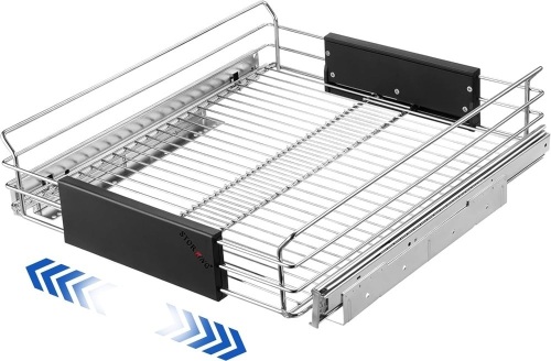 STTORKING Expandable Pull Out Cabinet Organizer, Slide Out Drawers for Kitchen Cabinets, Heavy Duty Storage Drawers, Cabinet Wire Pullout Shelf Chrome Plated, Adjustable Width 16.3~20.3" W x 17.3" D" - Lot 3044