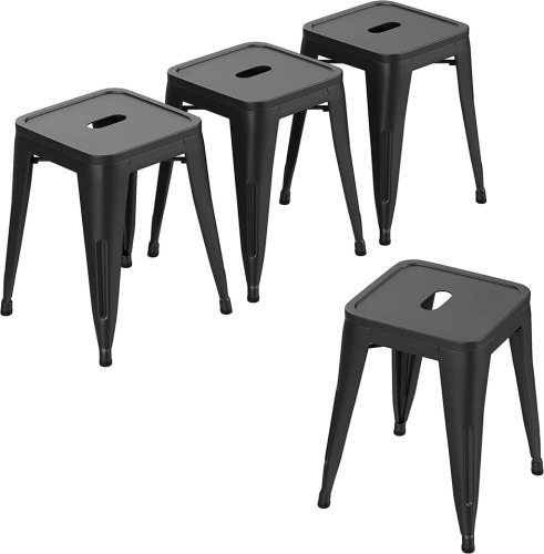 Home Industrial Metal Short Barstools, Set of 4 - Lot 3084