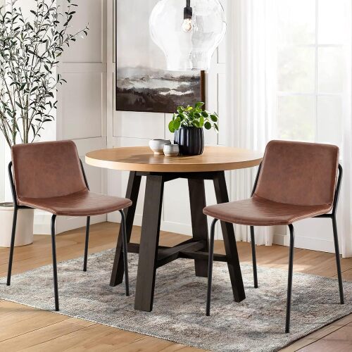 COLAMY PU Leather Dining Chairs, Set of 2 - Lot 3087