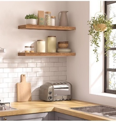 HOOBRO Floating Shelves, Wall Shelf Set of 2, Hanging Shelf with Invisible Brackets, for Wall Decor in Bathroom, Bedroom, Toilet, Kitchen, Living Room, Office $49.99 - Lot 52