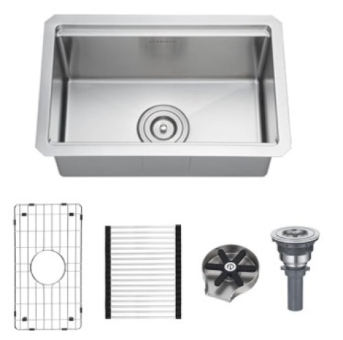 20’’*13’’*9’’Single Bowl Bar Sink with Glass Rinser, Drop-in or Undermount, Stainless Steel Kitchen Sink, Brushed Nickel $199.00 - Lot 67