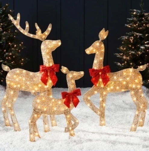 3-Piece Lighted 2D Christmas Deer Set Outdoor Decor w/ 175 LED Lights - 4ft $142.99 - Lot 79