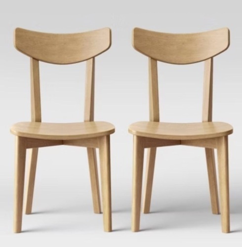 2pk Astrid Mid-century Dining Chairs Wood Seat Natural - Lot 88