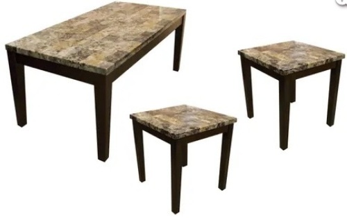 American Wholesale Furniture Breccia 3-Piece Dark Merlot/Faux Marble Table Set (1cocktail table and 2 end tables) $449.00 - Lot 13