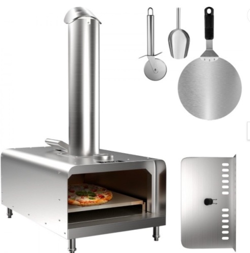 VEVOR Outdoor Pizza Oven 12", Wood Fired Ovens, Stainless Steel Portable Pizza Oven, Wood Pellet Burning Pizza Maker Ovens with Accessories for Outdoor Cooking - Lot 305