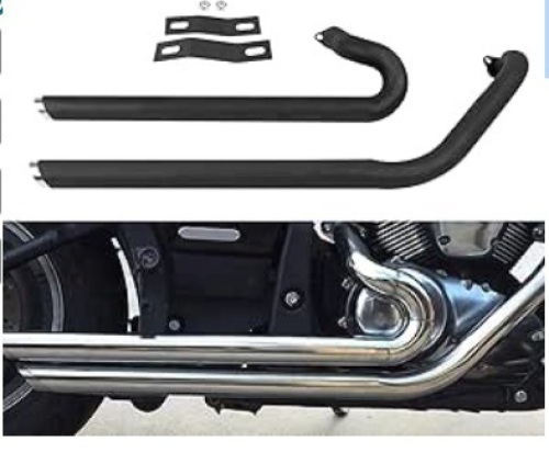 COPART Staggered Shortshots Full Exhaust Pipe with Silencer Mufflers Replacement for Kawasaki Vulcan 900 S EN900 VN900 S900 All Years - Lot 306