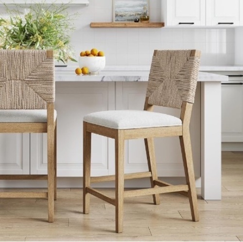 Nathan James Beacon Bohemian Boucle Bar Stool, Upholstered  - Lot 66b
