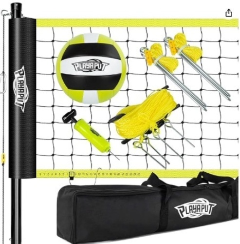 Portable Volleyball Net System - Outdoor Volleyball Net with Poles, PU Volleyball and Pump and Carry Bag, Height Adjustable Volleyball Net Set for Beach, Backyard | Easy Setup and Trasport $79.95 - Lot 109