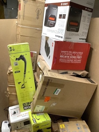 Pallet of miscellaneous salvage merchandise.  Items will have missing or broken parts - Lot 138