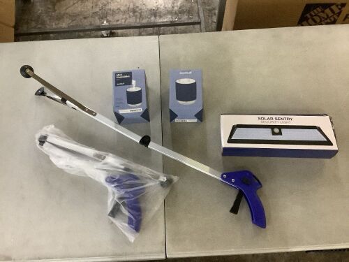 Lot of (2) Mini Humidifier, (2) Folding Grabbers, & (1) Solar Security Light  - Lot 147