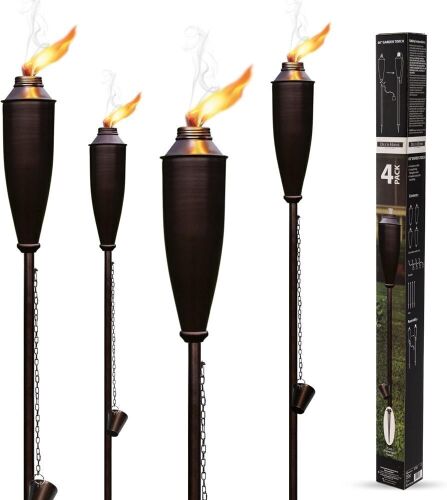 Deco Home Pack of 4 Metal Citronella Garden Torches - Lot 348