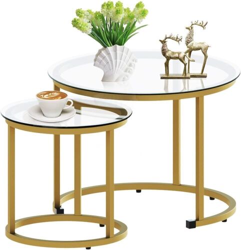 Gold Glass Nesting Coffee Tables - Lot 441