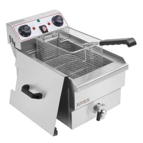 ROVSUN 12.5QT 110V 1700W Single Tank Electric Deep Fryer with Timer & Oil Drain - Lot 509