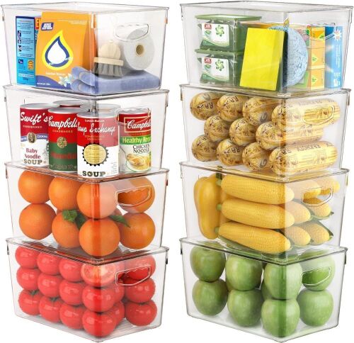 8 Pack Clear Storage Bins with Lids - Lot 513
