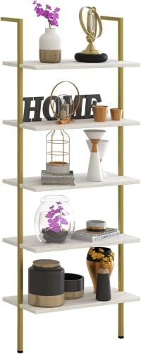 Wolawu 5 Tiers Ladder Shelf White Marble - Lot 683