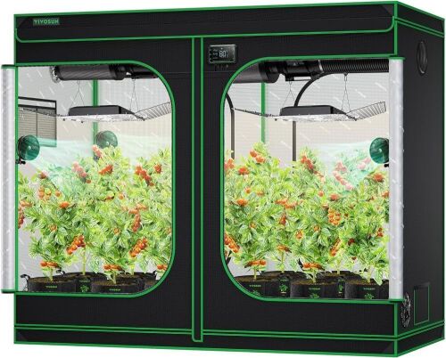 VIVOSUN Grow Tent, 96"x48"x80" High Reflective Mylar with Observation Window and Floor Tray for Hydroponics Indoor Plant for VS4000/VSF4300 - Lot 732