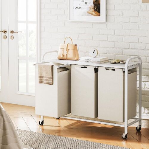Laundry Hamper with Top Shelf, 3 Bags  - Lot 854