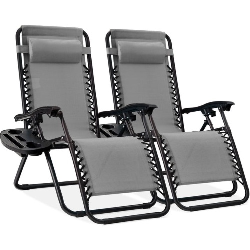 Set of 2 Adjustable Zero Gravity Patio Chair Recliners w/ Cup Holders - Lot 242