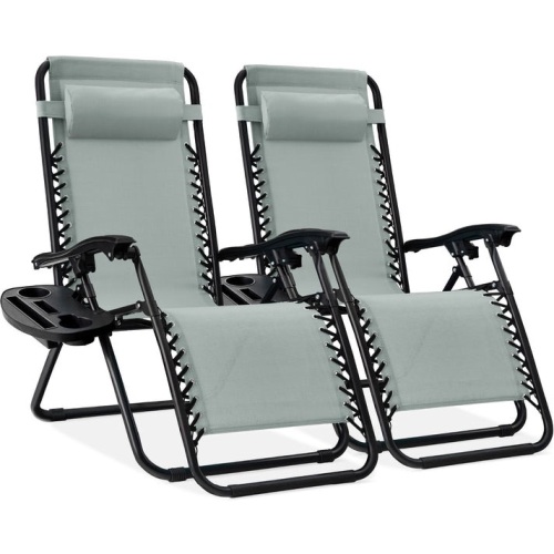 Set of 2 Adjustable Zero Gravity Patio Chair Recliners w/ Cup Holders  - Lot 368