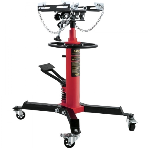 VEVOR Hydraulic Telescopic Transmission Jack, 2-Stage Floor Jack Stand with Foot Pedal, 360° Swivel Wheel, 1660lb Capacity - Lot 22