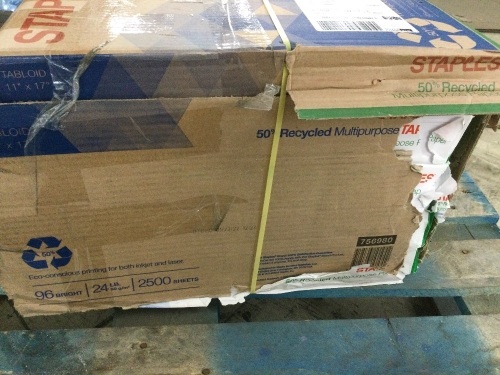 Staples 50% Recycled 11" x 17" Multipurpose Paper, 24 lbs., 96 Brightness, 2500 Sheets  - Lot 535