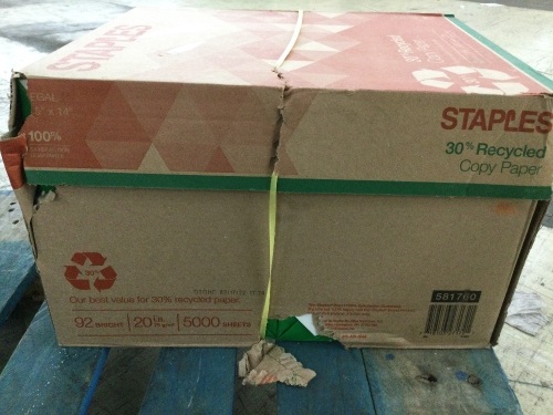 Staples 30% Recycled Copy Paper, 8.5" x 14", 20 lbs., 92 Brightness, 5000 Sheets - Lot 536