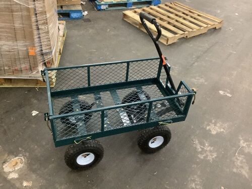 Steel Garden Utility Cart Wagon w/ 400lb Capacity, Removable Sides, Handle  - Lot 220