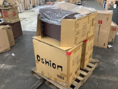 Wicker Patio Furniture Parts, All 3 Boxes Same, Unknown if it Makes Anything  - Lot 373
