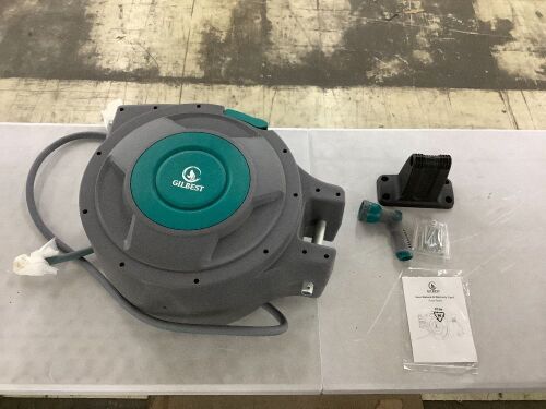  Gilbest Wall Mounted Retractable Garden Hose Reel, 5/8 in x 100 ft  - Lot 545