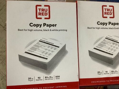  TRU RED 8.5" x 11" Copy Paper, 20 lbs., 92 Brightness, 5000 Sheets - Lot 437