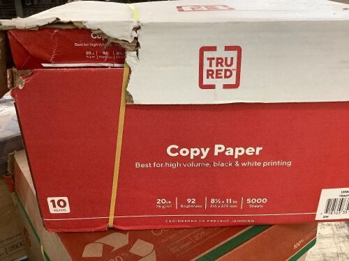 TRU RED 8.5" x 11" Copy Paper, 20 lbs., 92 Brightness, 5000 Sheets - Lot 530
