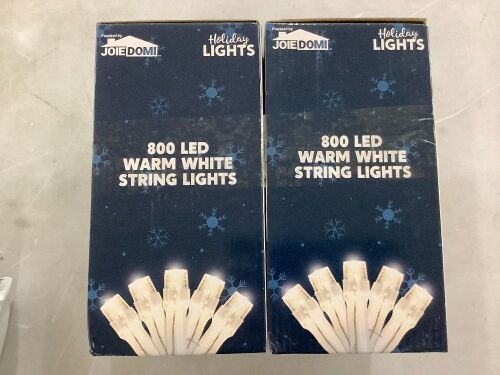 Lot of (2) 800 Warm White LED Clear Wire String Lights, 8 Modes - Lot 613